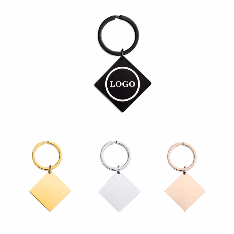 Stainless Steel Square Metal Tag Key Chains