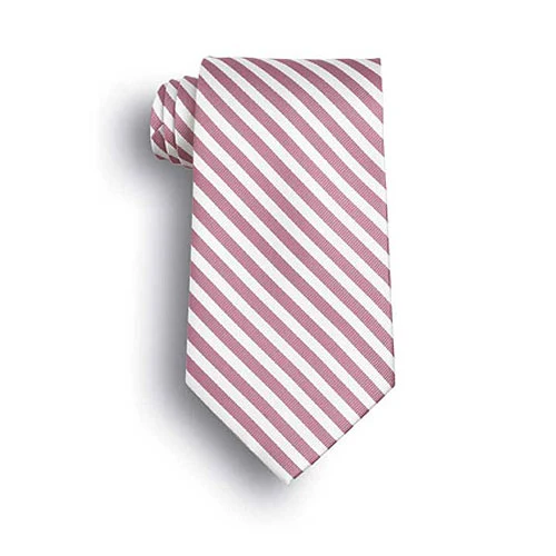 Pink/White Saville Stripe Polyester Ties 1