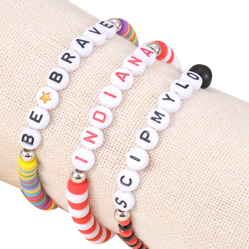 Stretch Statement Coloured Letter Beaded Bracelet 1