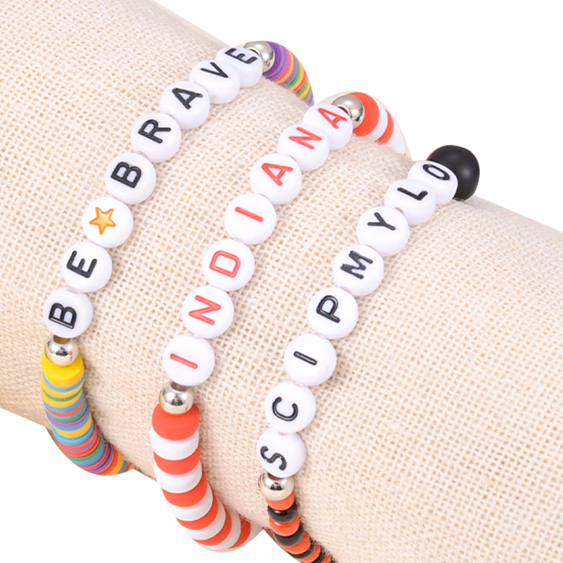 Stretch Statement Coloured Letter Beaded Bracelet