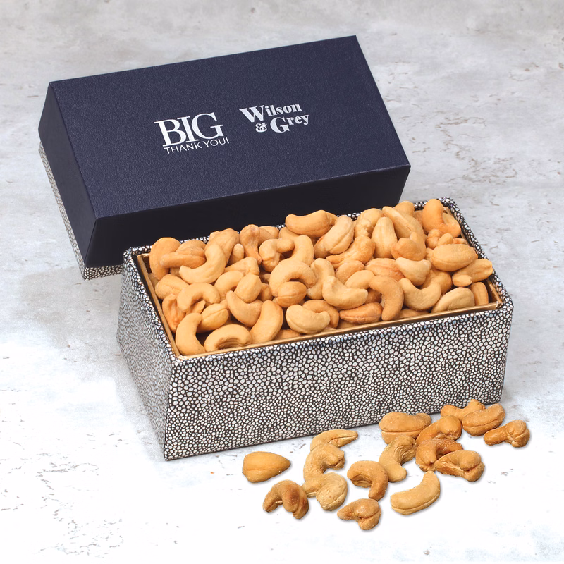 Fancy Cashews in Navy & Silver Gift Box
