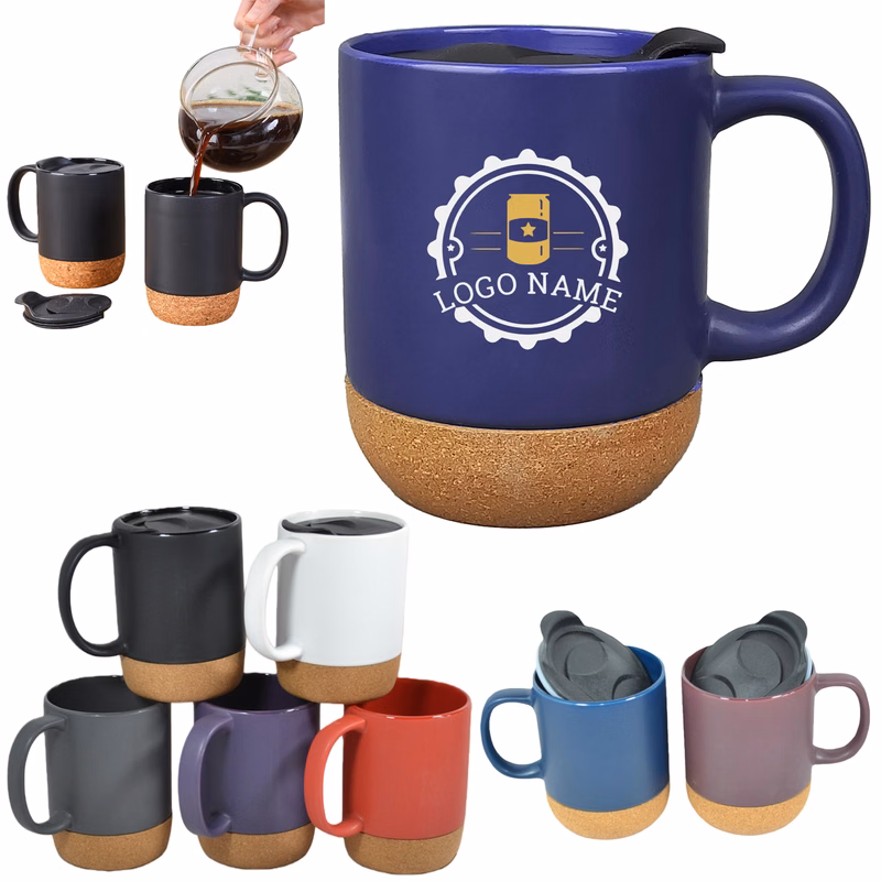Large Ceramic Cork Bottom Coffee Mug