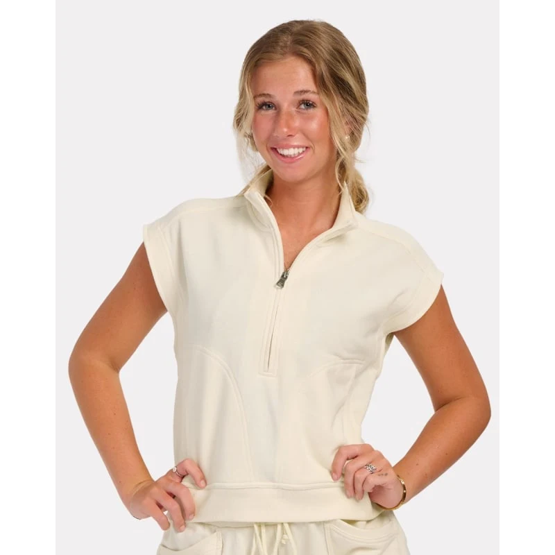 Boxercraft Women's French Terry Half-Zip Short Sleeve Sweatshirt - BW2407 1