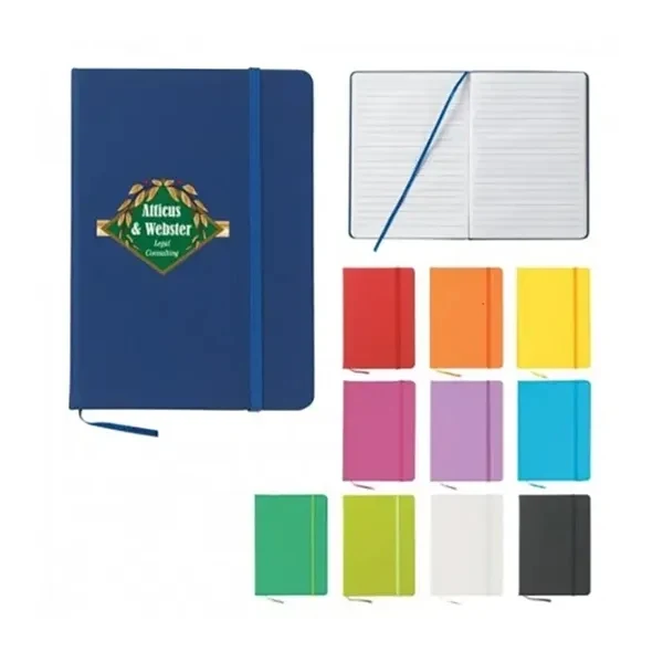 Custom 8" x 5" Soft Leatherette Notebook with Elastic Band — Professional Journal Promo 1