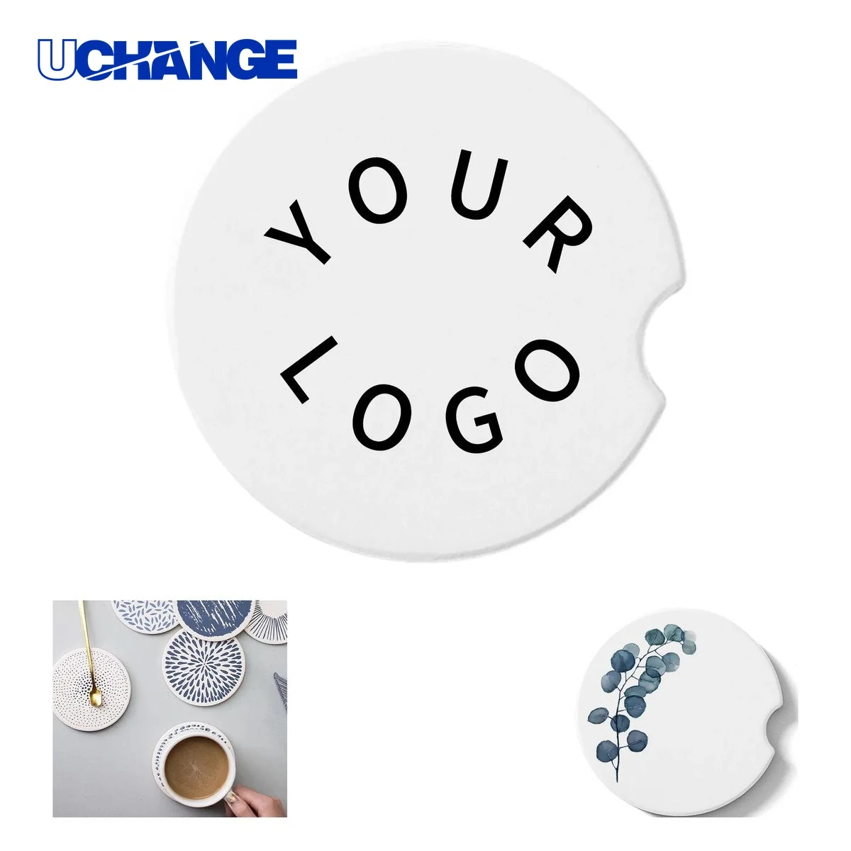 Round Ceramic Coaster for Vehicle Cup Holders 1