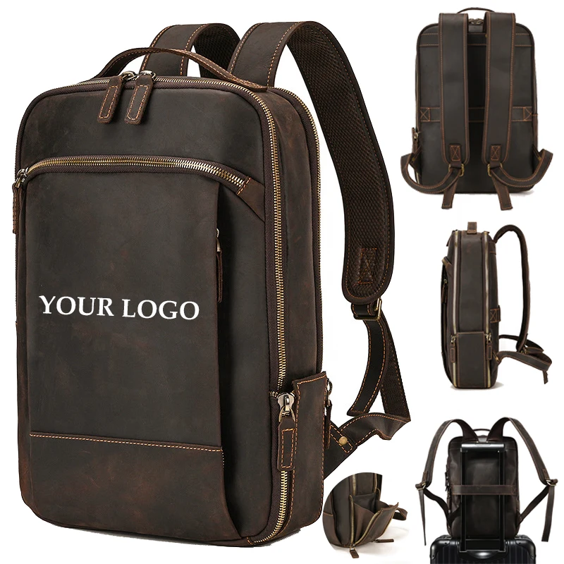 Leather Business Travelling Camping School Backpack 1