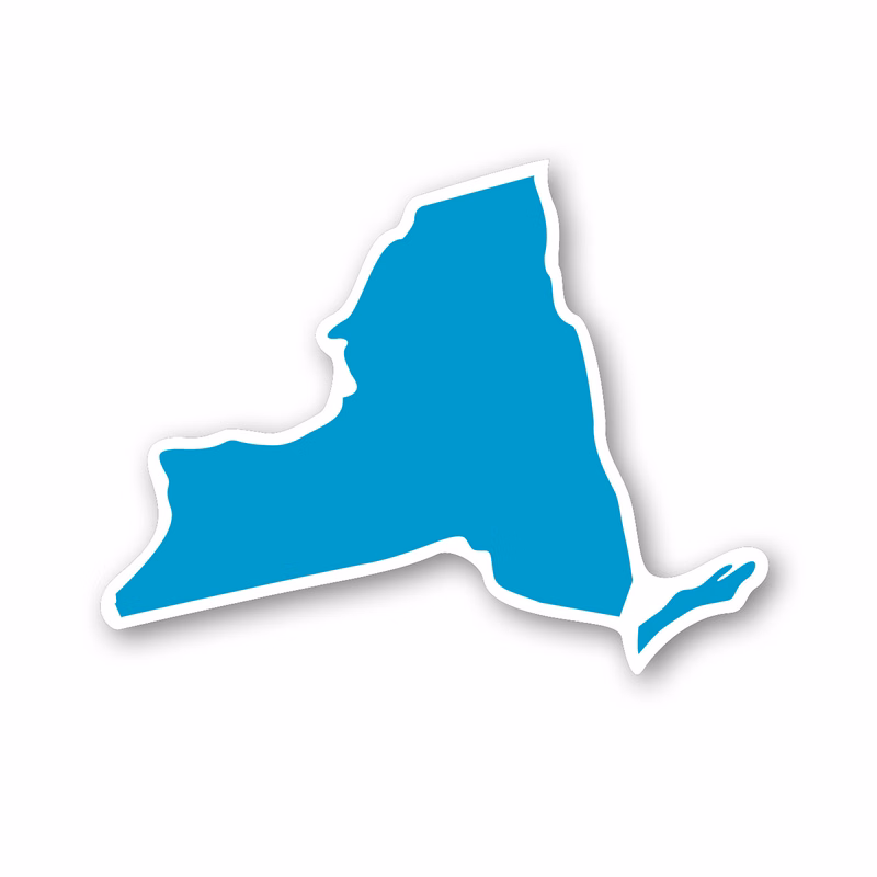 USA Made Premium UV Window Micro-Suction Cling Decal - New York State Shape
