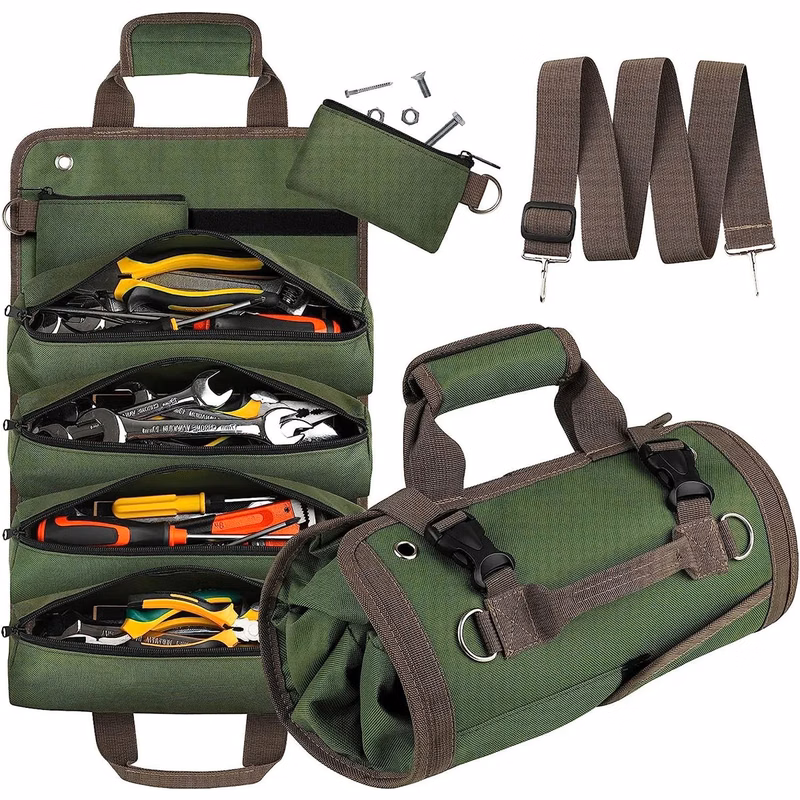 Roll Up Tool Multi-Purpose Canvas Bag Wrench Pouch Organizer