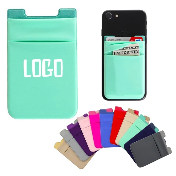 Custom 3.5" Lycra Phone Card Holder with Adhesive Back — Mobile Accessory 1