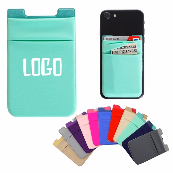 Custom 3.5" Lycra Phone Card Holder with Adhesive Back — Mobile Accessory