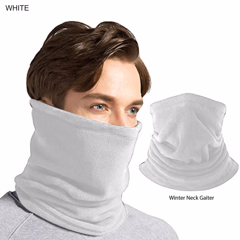 Multifunction Tubular 2-ply White WINTER Neck Gaiter (Polyester Microfleece), Blank Only