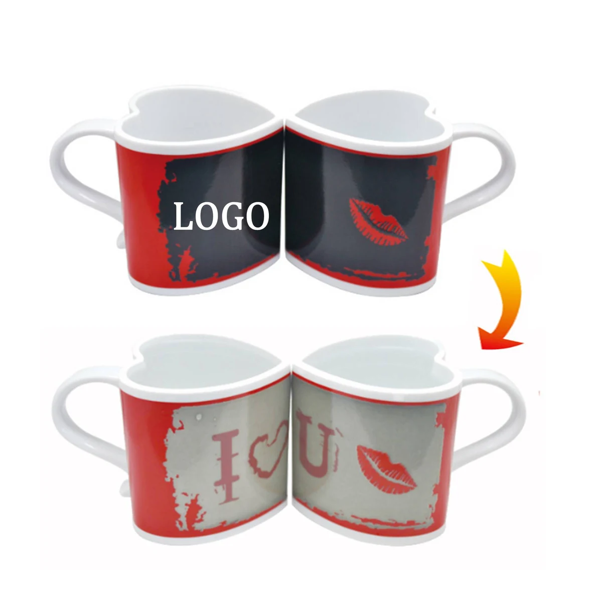 Love Heart Shaped Heat Changing Mug 1