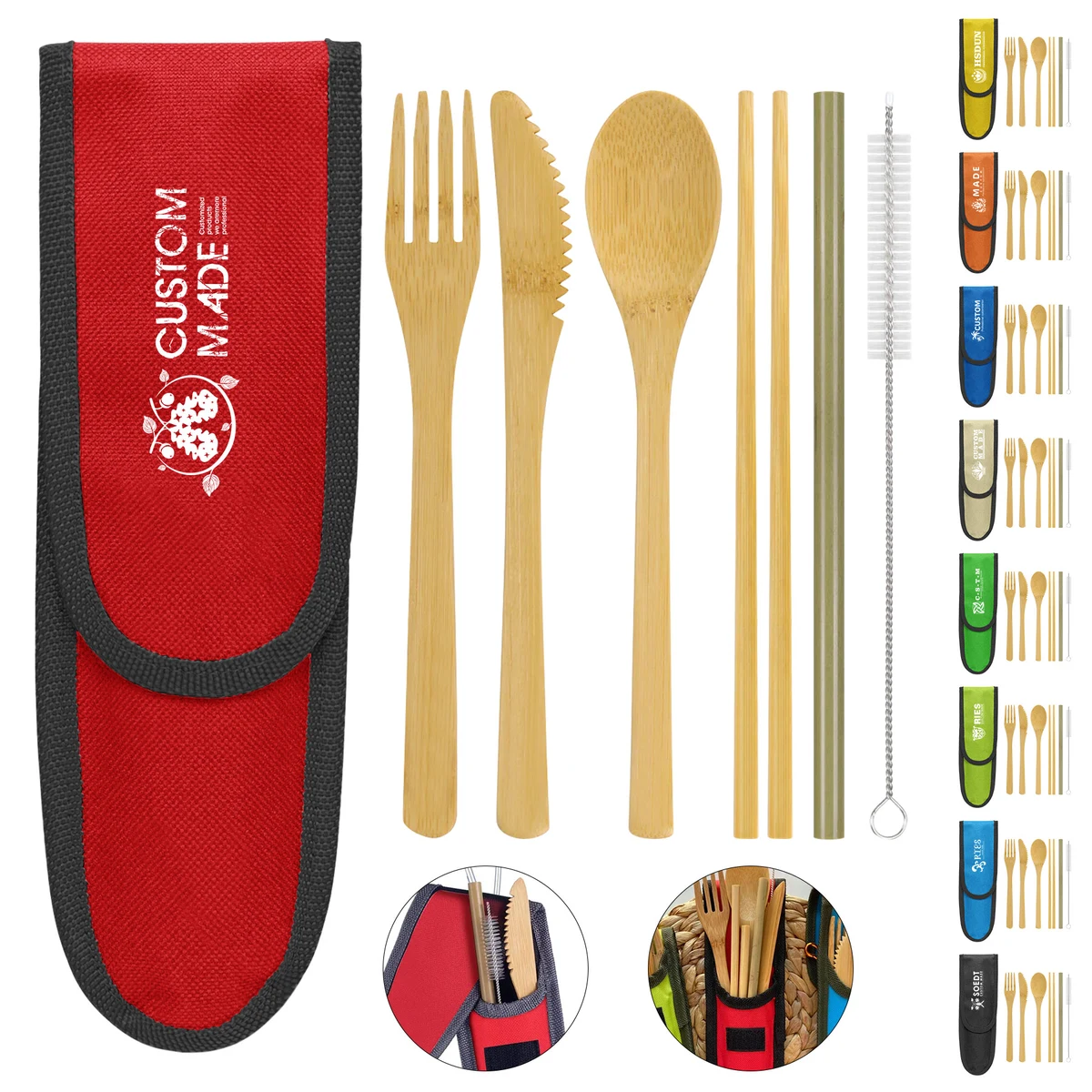 6-In-1 Bamboo Cutlery Set With Packing Pouch 1