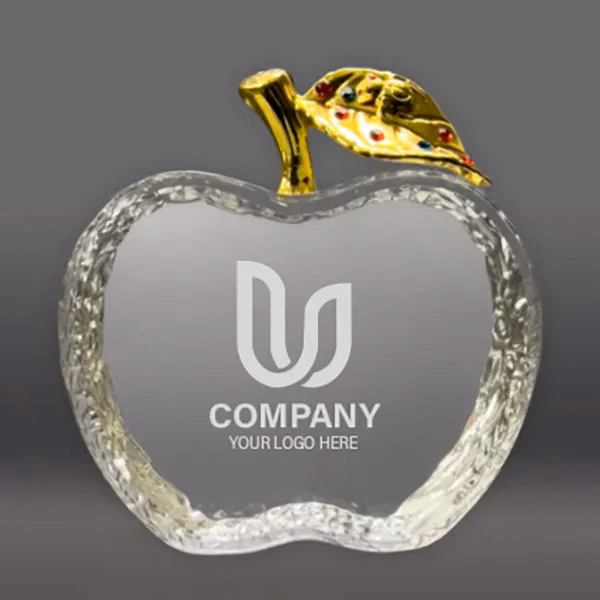 Crystal Apple with Gold Stem