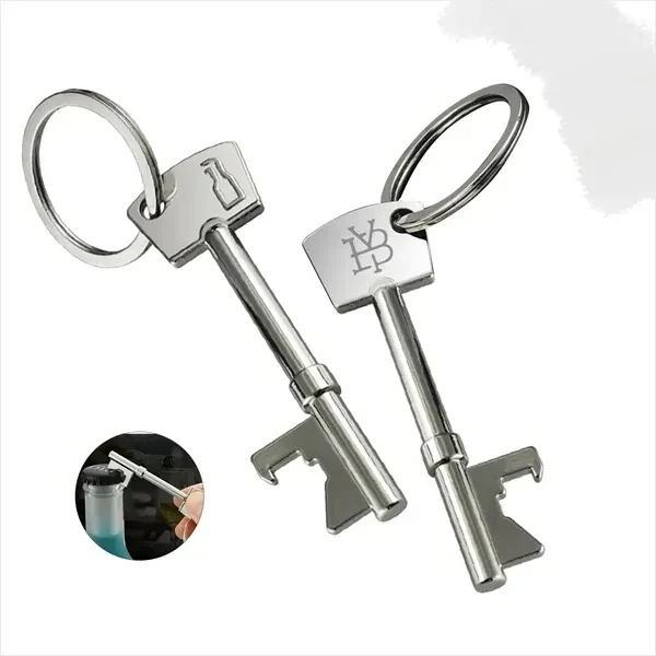 Custom Metal Key Shaped Bottle Opener — 2.83" Full-Color Desk Bar Accessory 1