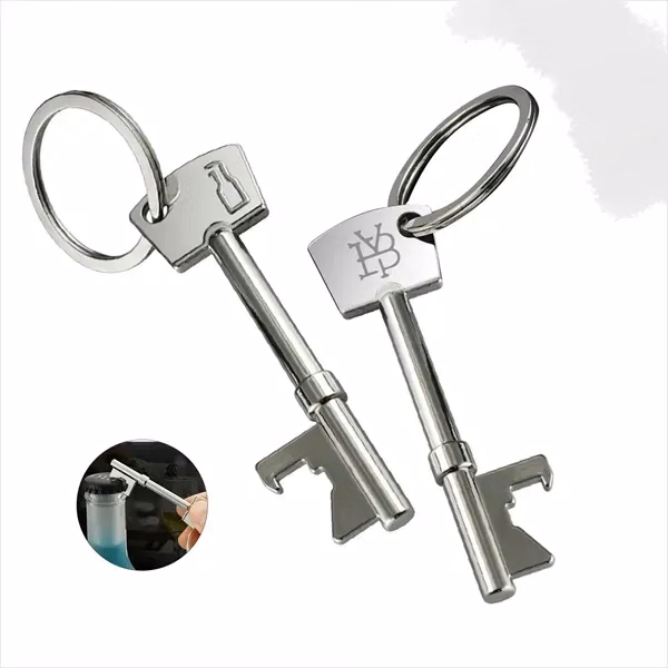 Custom Metal Key Shaped Bottle Opener — 2.83" Full-Color Desk Bar Accessory