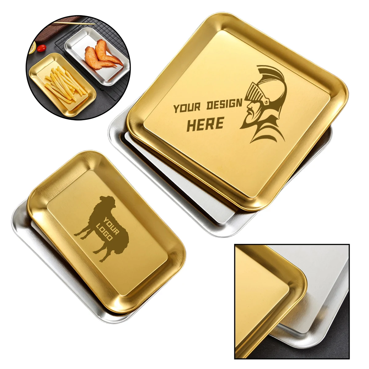 Gold Stainless Steel Square Plate 1