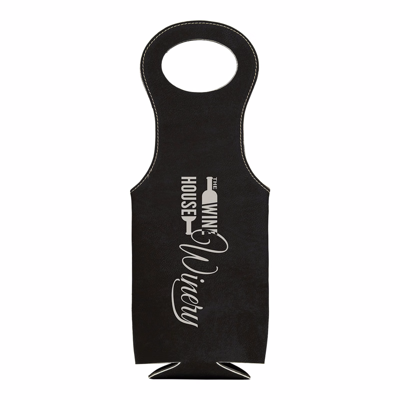 Black/Silver Leatherette Wine Bag