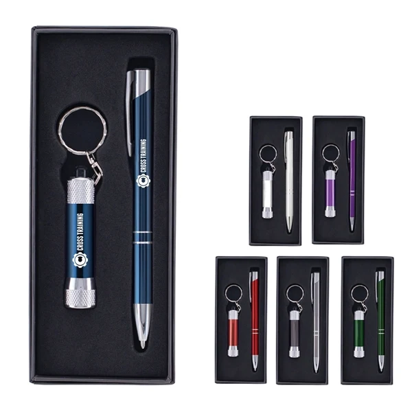 Custom Tres Chic Pen with Chroma LED Flashlight Gift Set 1