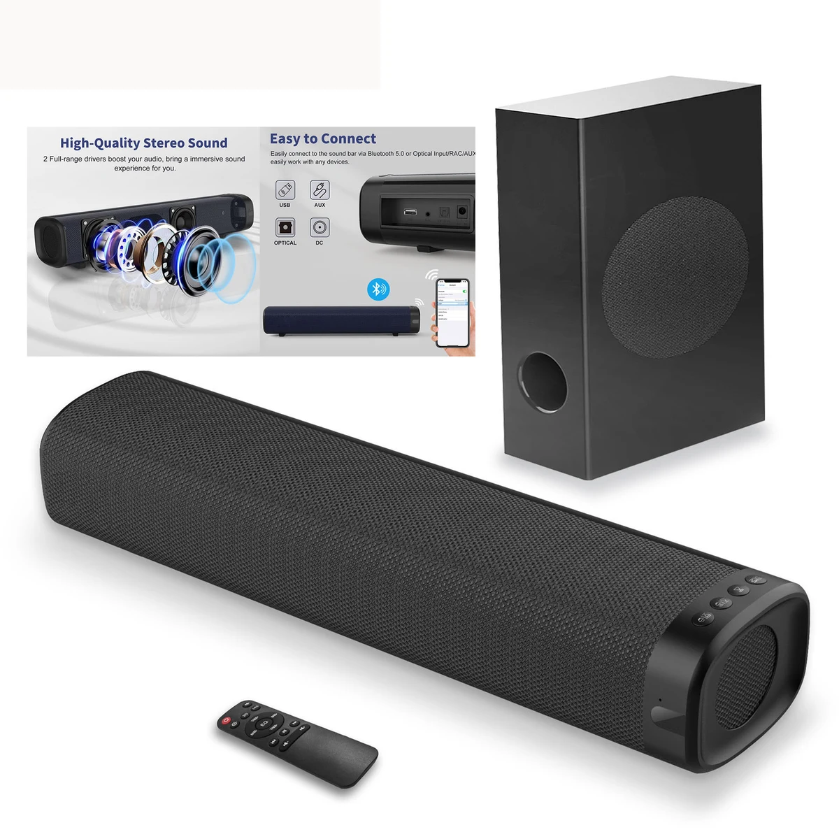Tiny Soundbars with Wireless Subwoofer 1