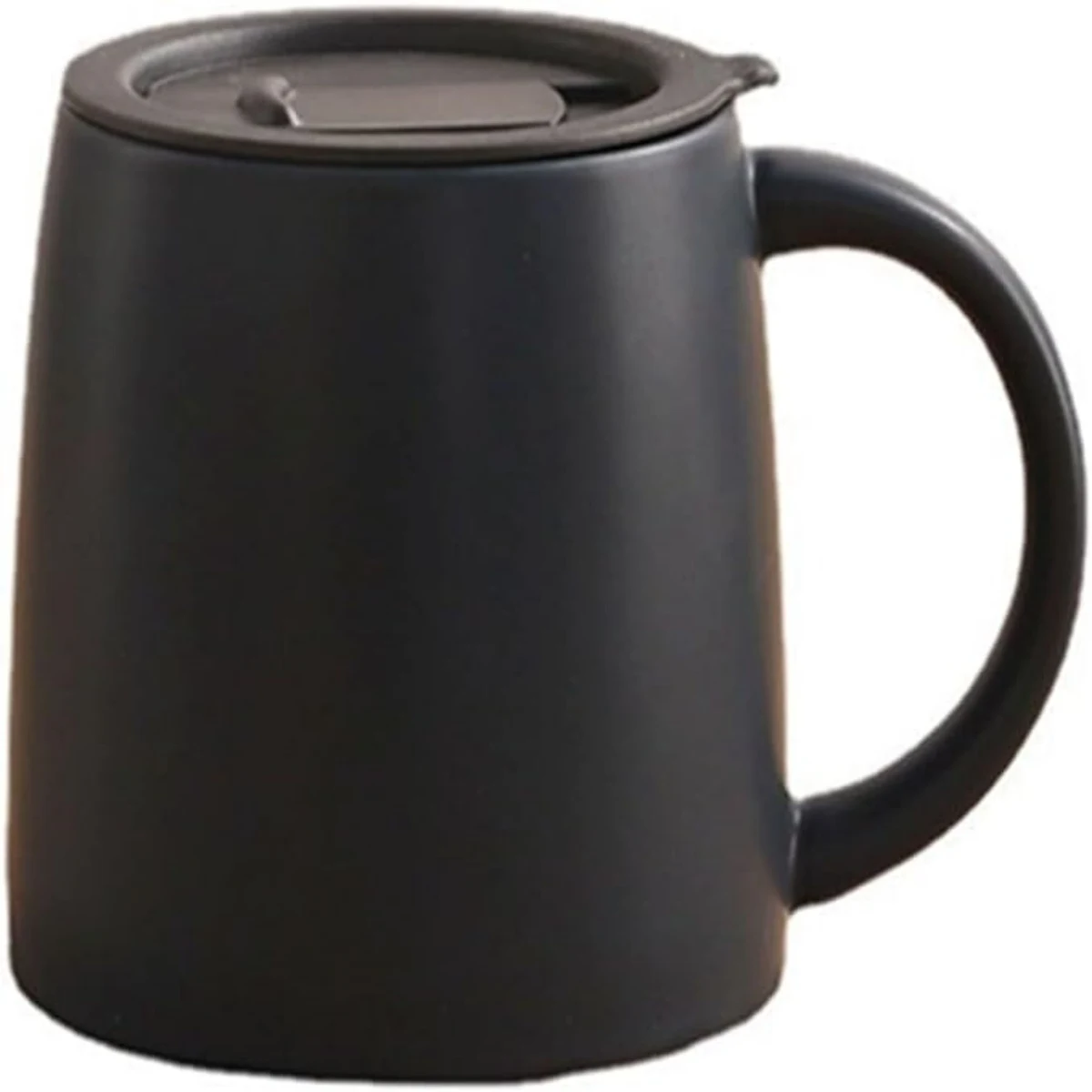 13.5 oz Round Simple Ceramic Mug with Lid and Straw 1