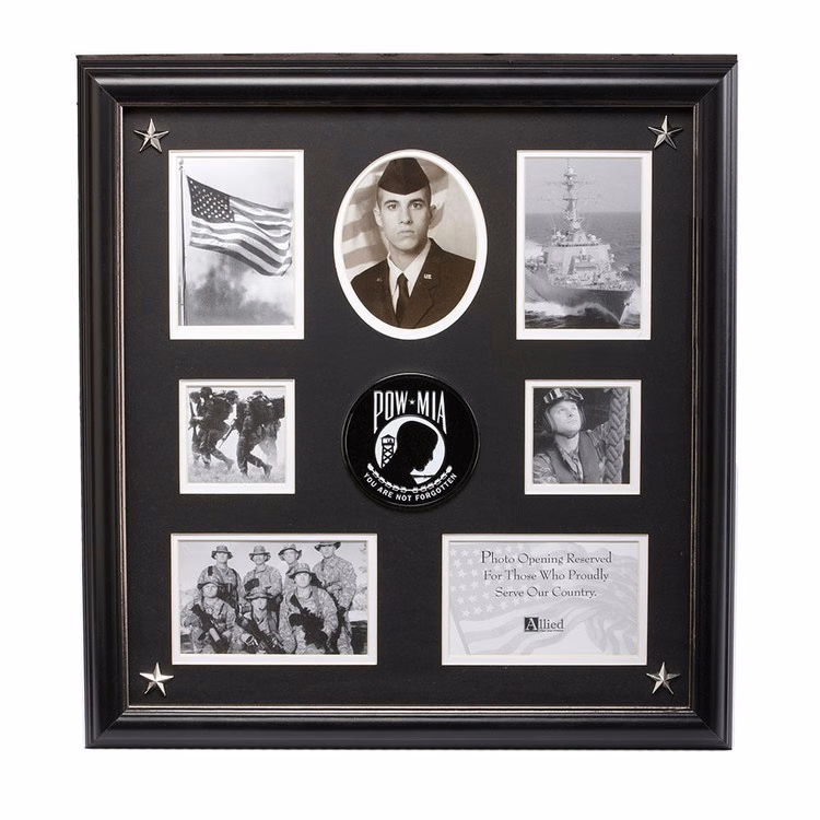POW MIA Medallion 7 Picture Collage Frame with Stars