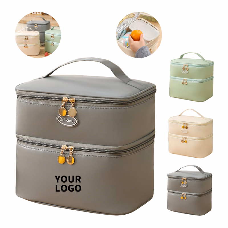 Polyurethane Double Layer Insulated Lunch Bag Carry Handle