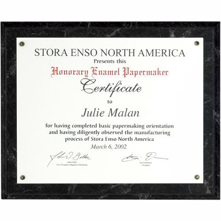 Certificate Presenter Plaque Kit-Marbled Black
