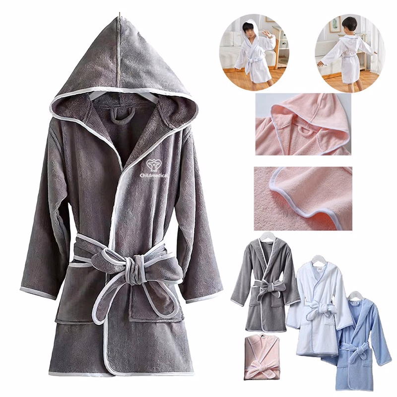 Soft Towel Hooded Robe Kids Terry Cloth Cotton Robes