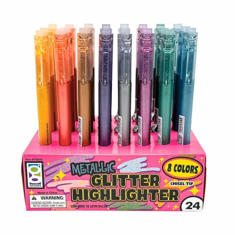 Metallic Glitter Highlighters - Assorted Colors