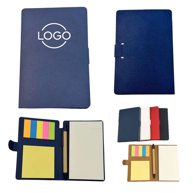 Kraft Paper Cover Sticky Notebook With Pen