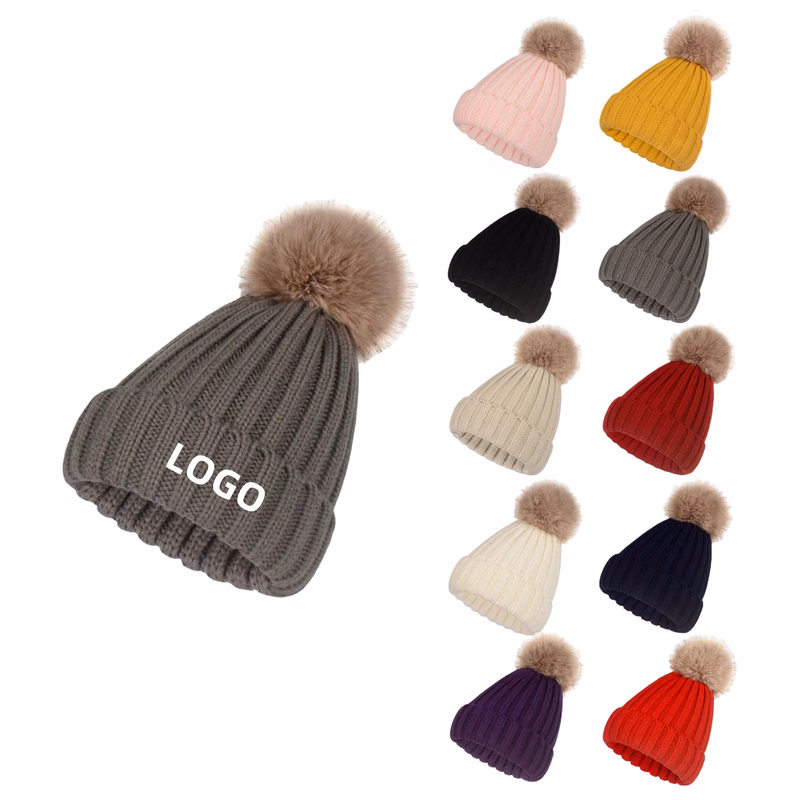 Winter Pompom Beanie Hat