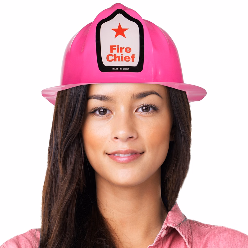 Pink Plastic Novelty Fire-Fighter Hat