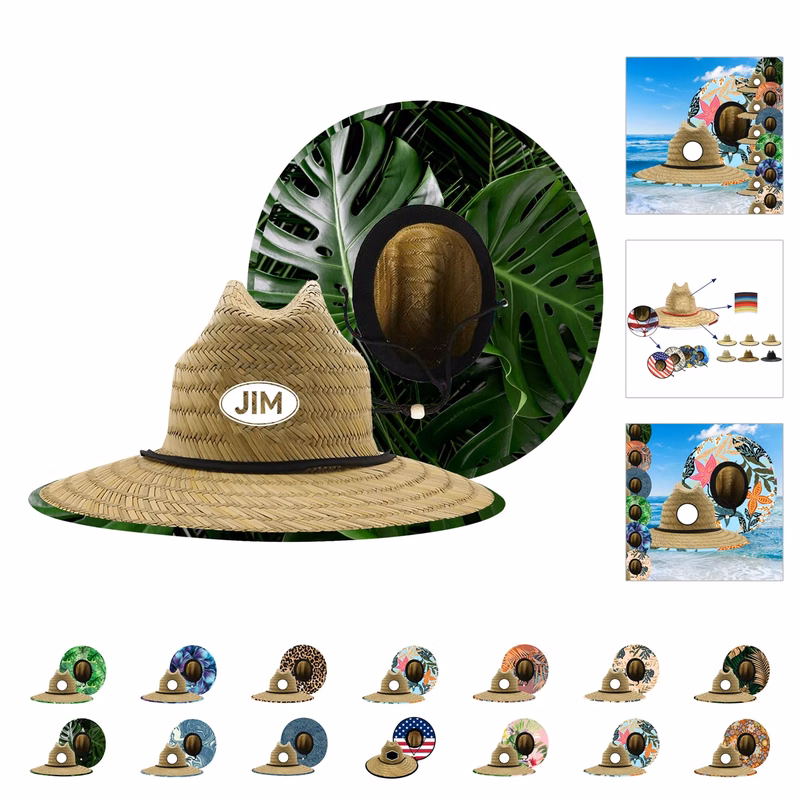 Lifeguard Straw Hat w/ Full Color Underbrim & Patch
