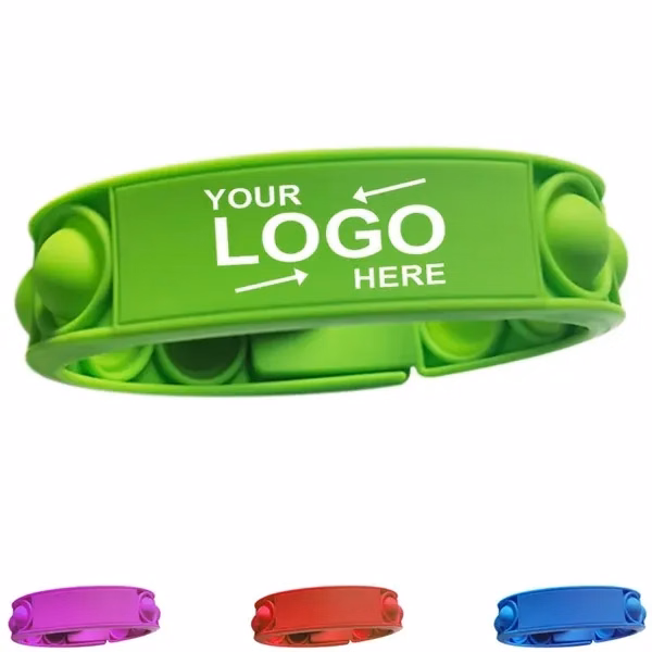 Custom Pop It Fidget Bracelet with Full-Color Design — Stress Relief Wristband