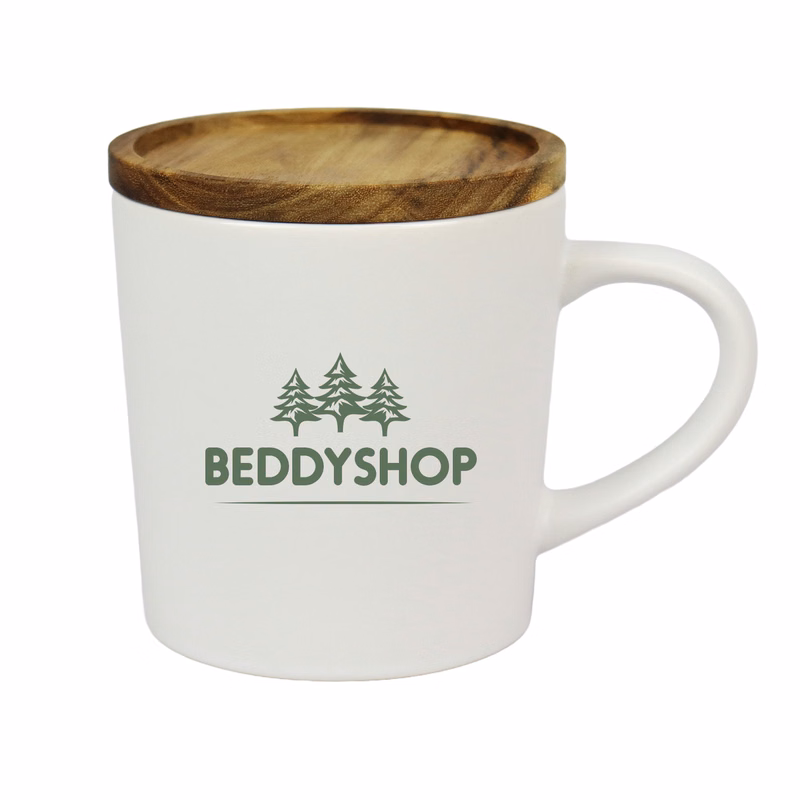 16oz Ceramic Mug with Wood Lid