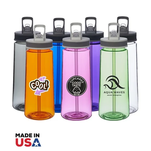 22 Oz. Classic Printed Sports Bottle w/Straw 1