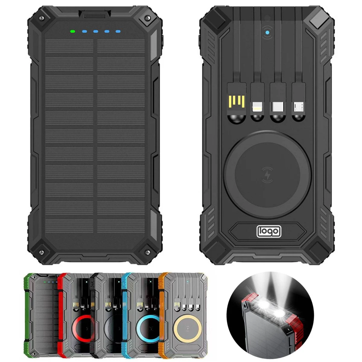 20000mAh Fast Charging Solar Power Bank w/ Cables 1