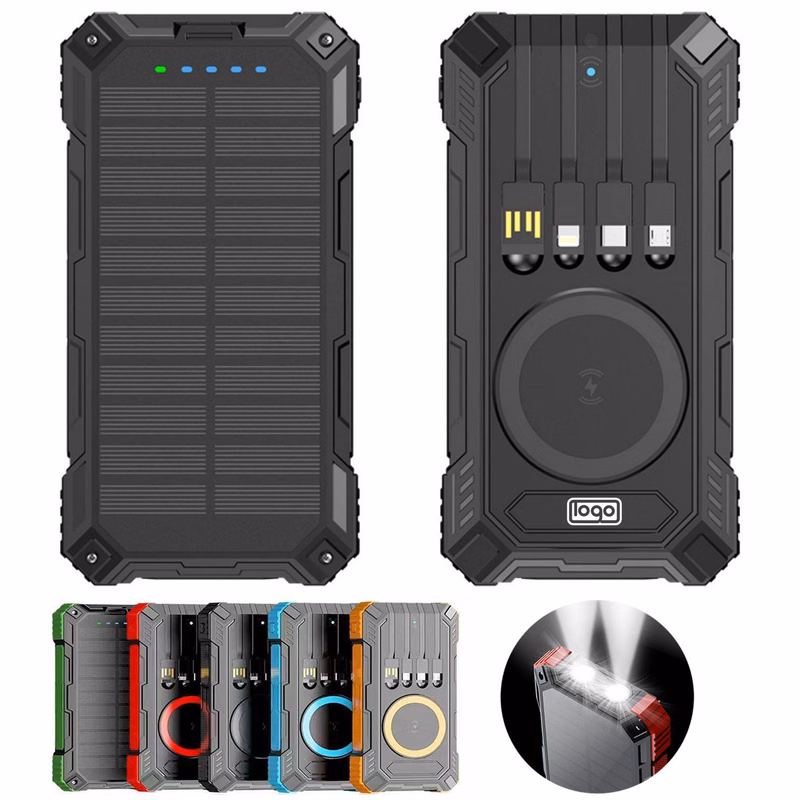 20000mAh Fast Charging Solar Power Bank w/ Cables