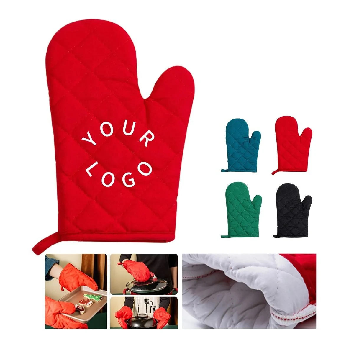 6.7 inches x 10.63 inches Heat-Resistant Oven Mitt with Silkscreen Customization 1