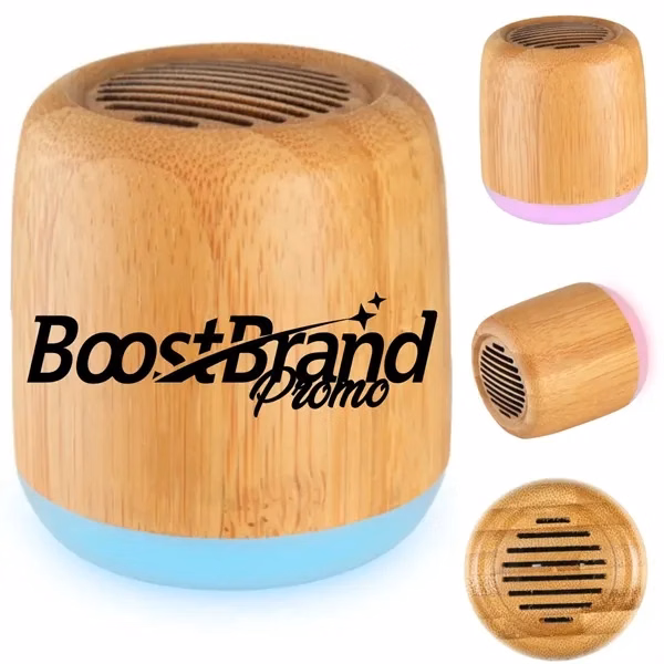 Custom Bamboo Bluetooth Speaker with Ambient LED Light — Eco-Friendly Tech