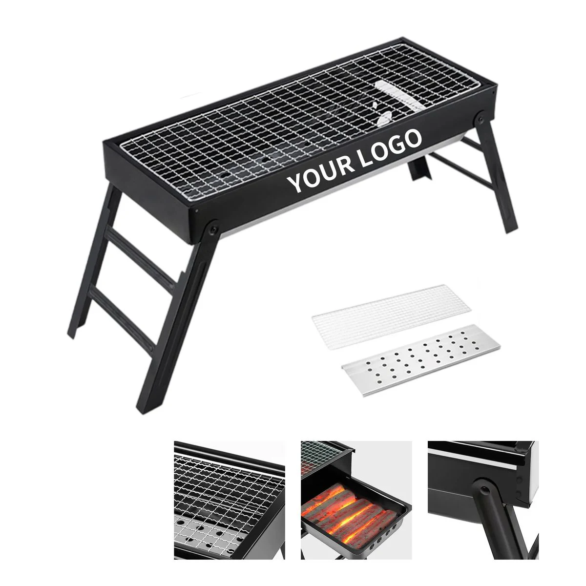 Portable Folding Steel Charcoal Grill for Outdoor Cooking 1