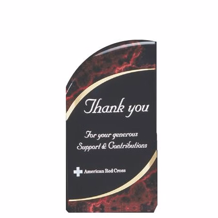 3-1/2" x 6" Red Rounded Marbleized Acrylic Award