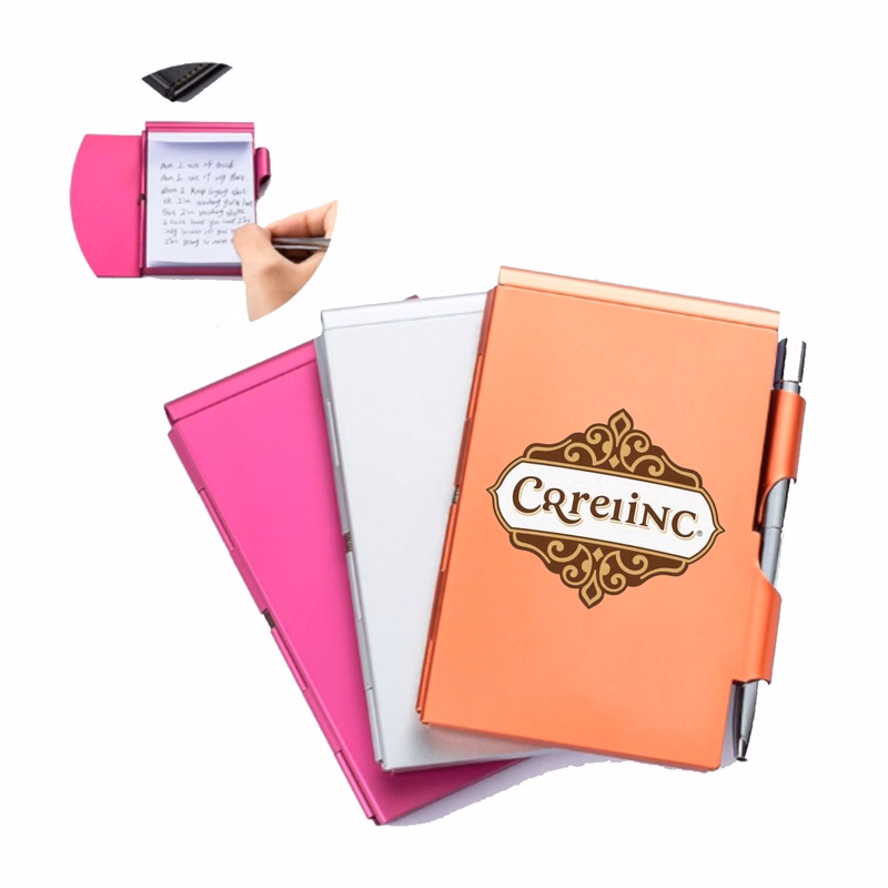 Portable Aluminum Alloy Card Box with Pen Creative Notebook