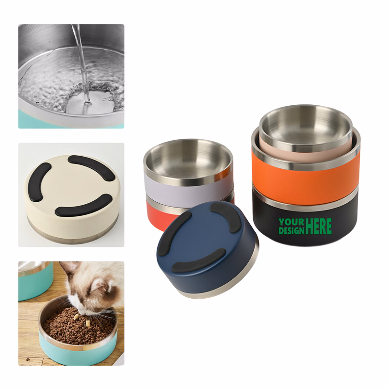 MOQ 50 304 Stainless Steel Pet Bowl with Anti-Slip Design