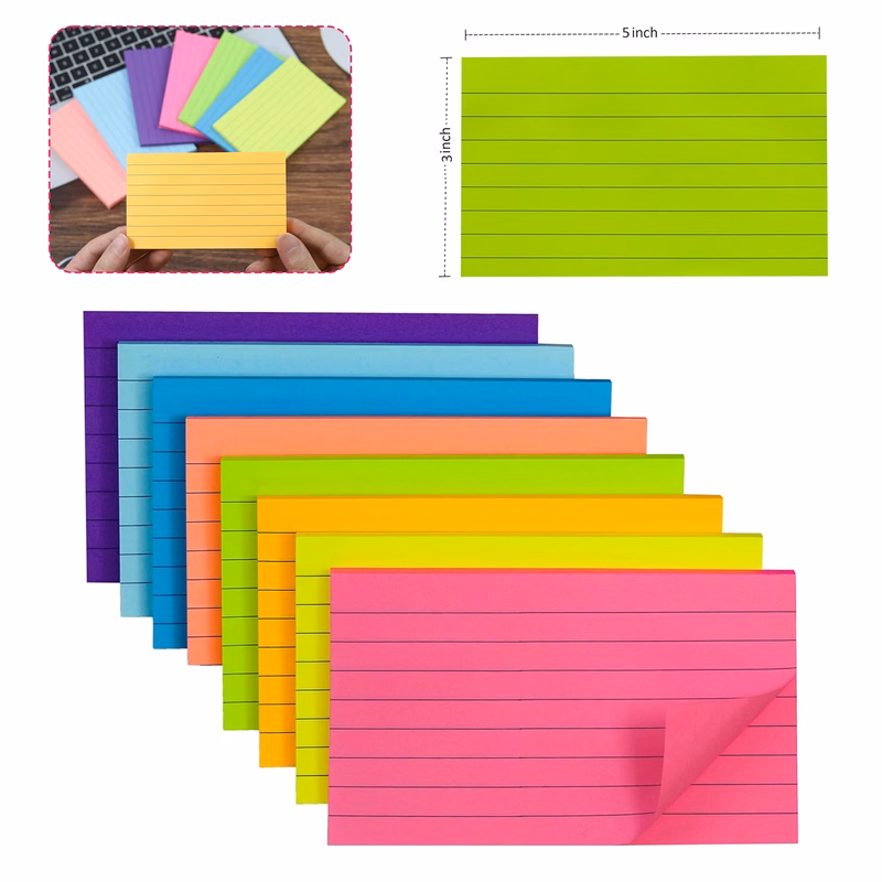 Colored Index Cards 3x5 for Studying
