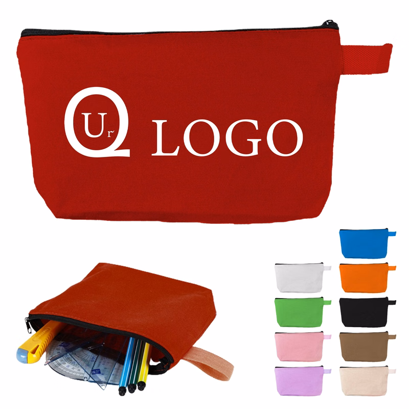 Cotton Canvas Zipper Pen Pouch