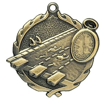 Swimming Wreath Medal, 1 3/4" 1