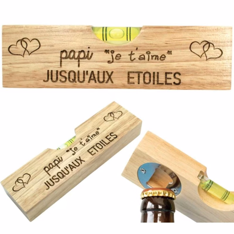 Wooden Bottle Opener & Level Meter