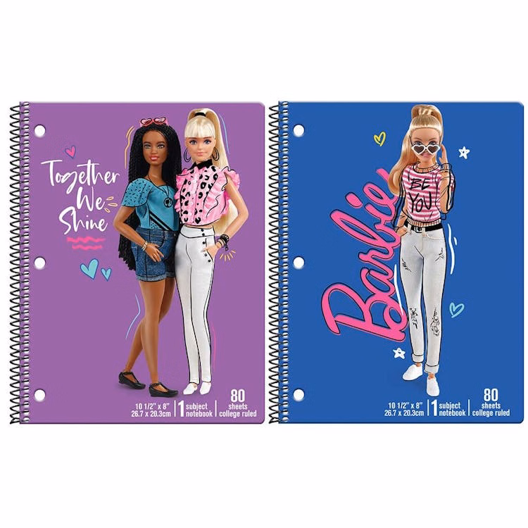 Barbie Spiral Bound Notebooks - Assorted
